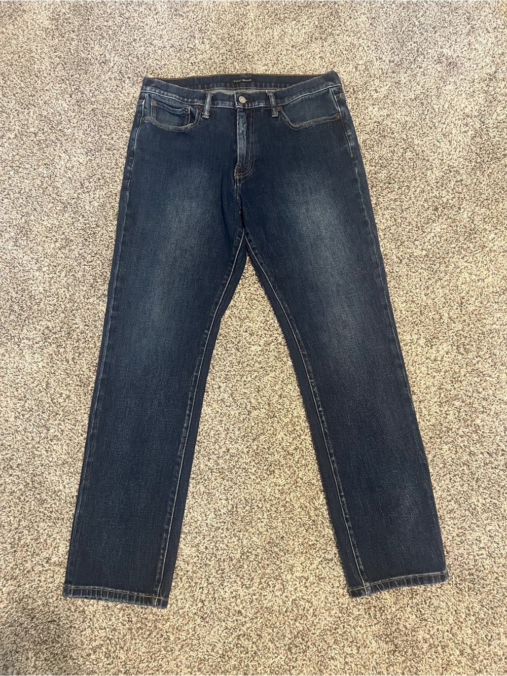 Lucky Brand 34x32- 410 Athletic Slim Fit Jean Blue Denim straight dark wash mens